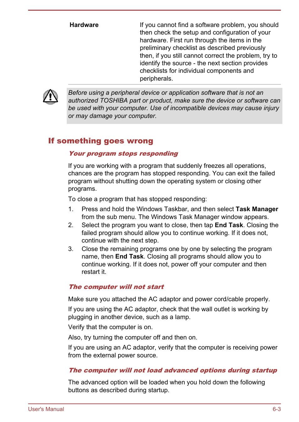 If something goes wrong | Toshiba WT7-C User Manual | Page 49 / 75