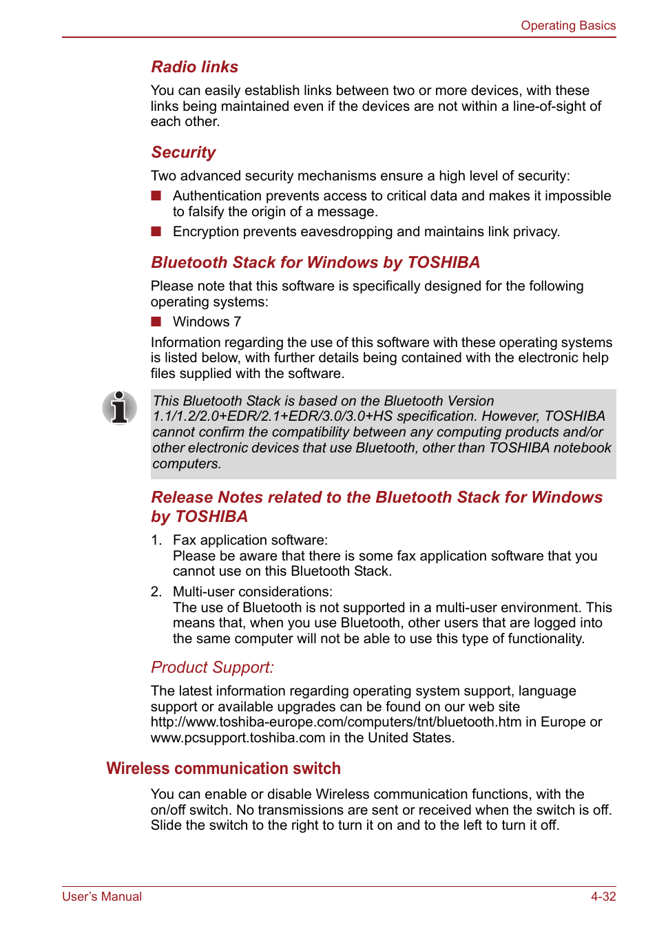 Wireless communication switch | Toshiba Satellite Pro S750 User Manual | Page 120 / 204