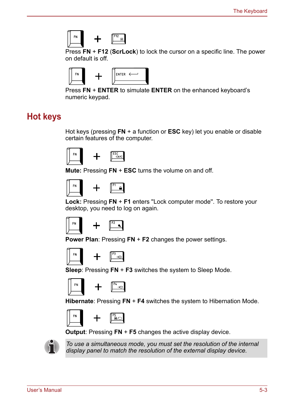 Hot keys, Hot keys -3 | Toshiba Satellite Pro S750 User Manual | Page 129 / 204