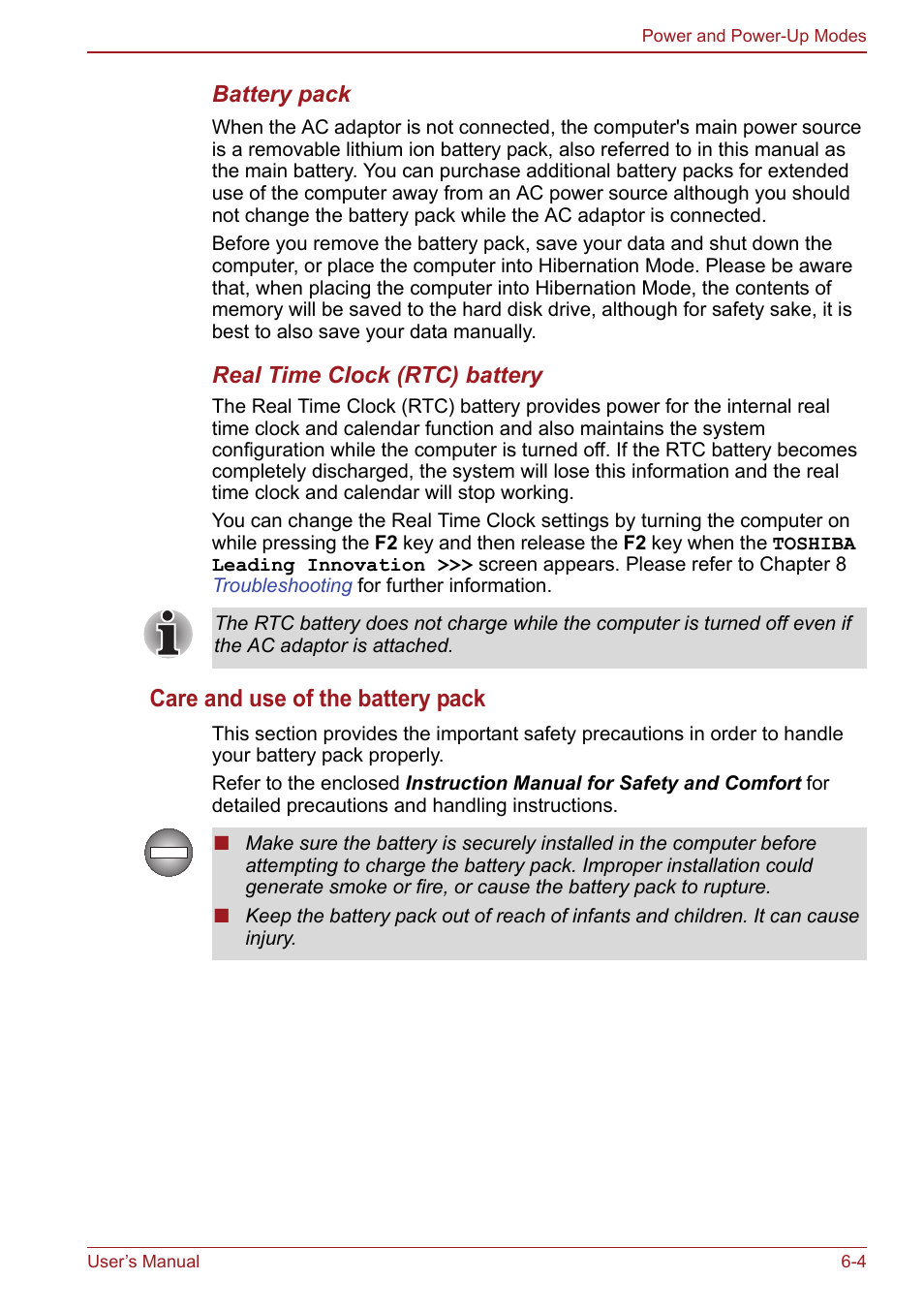 Care and use of the battery pack | Toshiba Satellite Pro S750 User Manual | Page 137 / 204