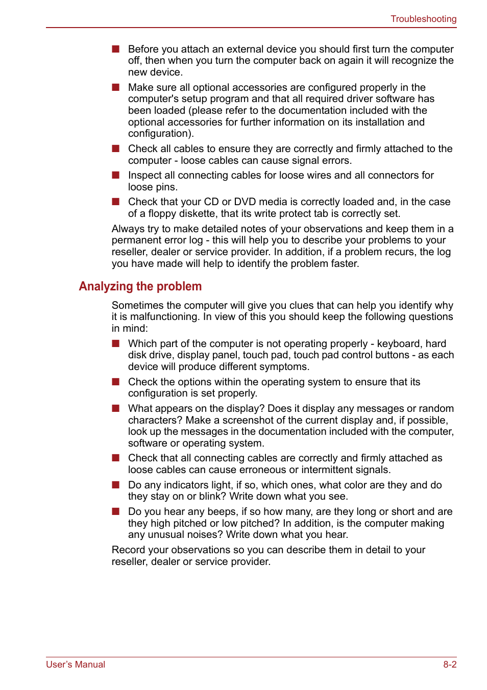 Analyzing the problem | Toshiba Satellite Pro S750 User Manual | Page 152 / 204