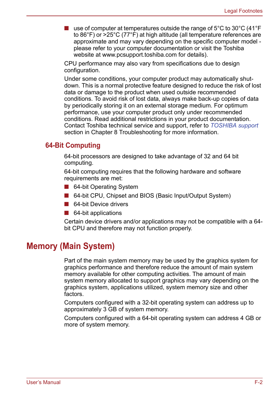Memory (main system), Bit computing | Toshiba Satellite Pro S750 User Manual | Page 196 / 204