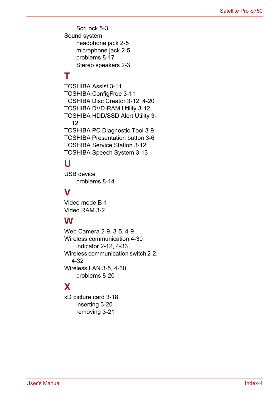 Toshiba Satellite Pro S750 User Manual | Page 204 / 204