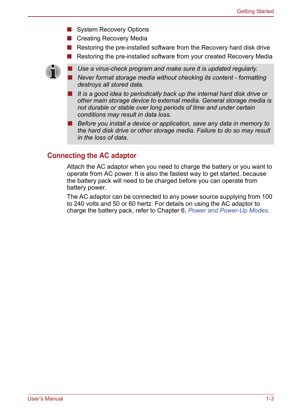 Connecting the ac adaptor | Toshiba Satellite Pro S750 User Manual | Page 29 / 204