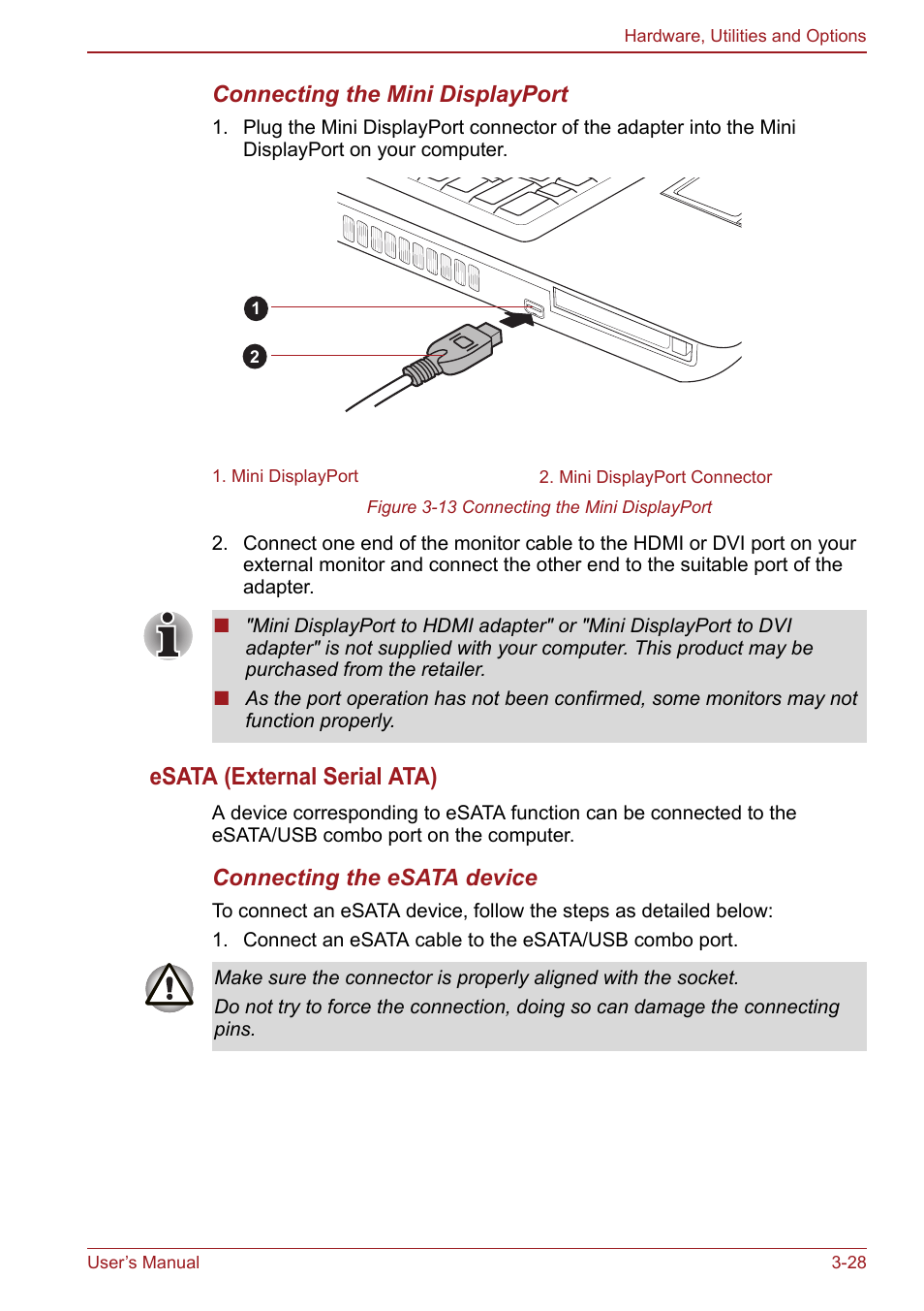 Esata (external serial ata) | Toshiba Satellite Pro S750 User Manual | Page 85 / 204