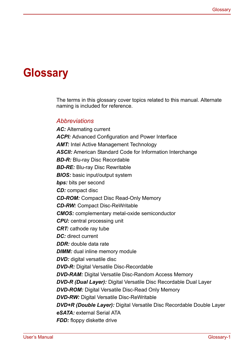 Glossary | Toshiba Satellite L755 User Manual | Page 174 / 179