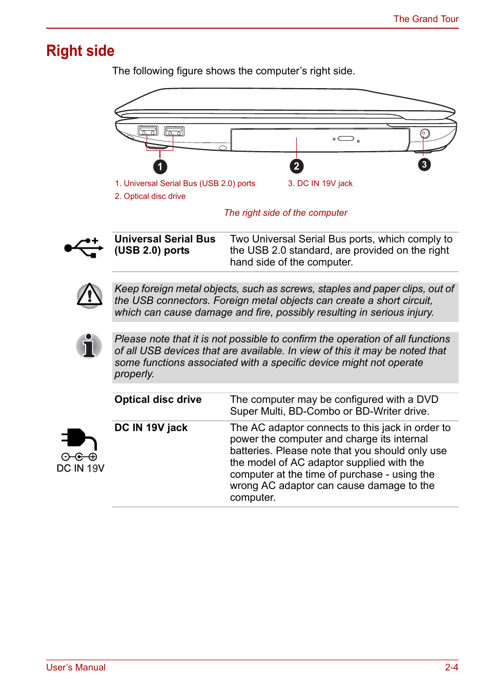 Right side, Right side -4 | Toshiba Satellite L755 User Manual | Page 36 / 179