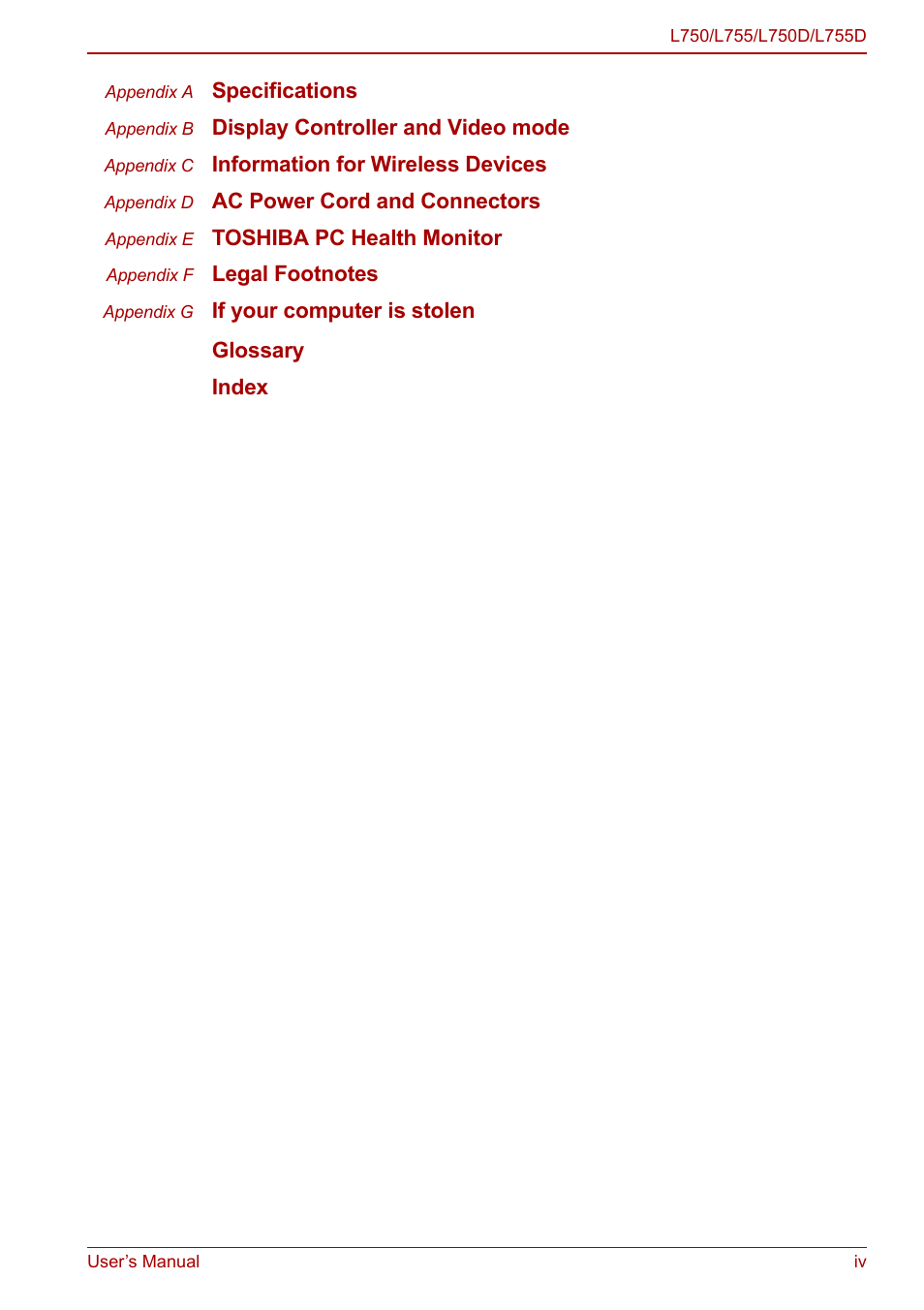 Toshiba Satellite L755 User Manual | Page 4 / 179