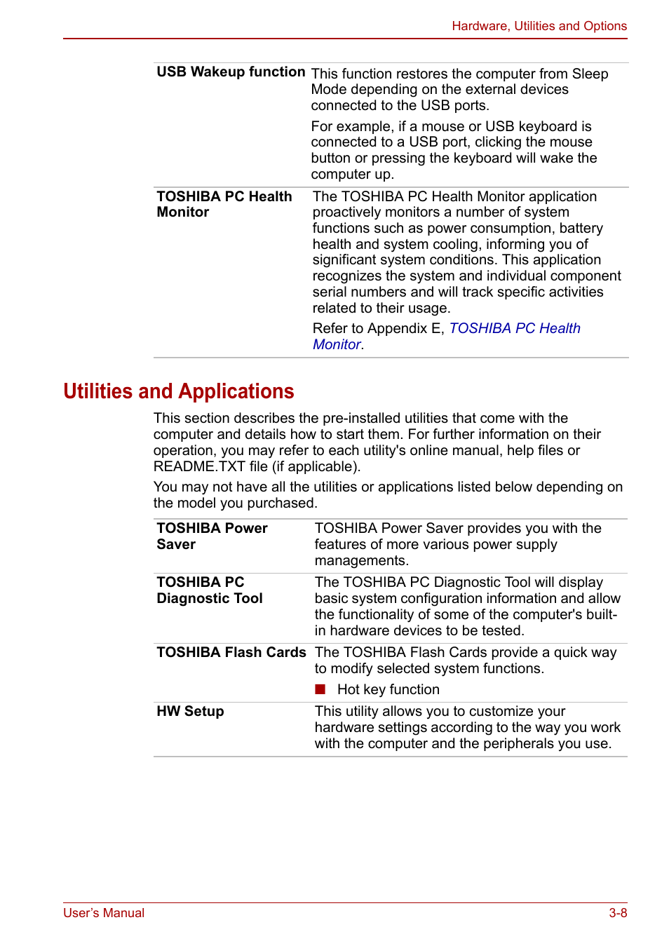 Utilities and applications, Utilities and applications -8 | Toshiba Satellite L755 User Manual | Page 52 / 179