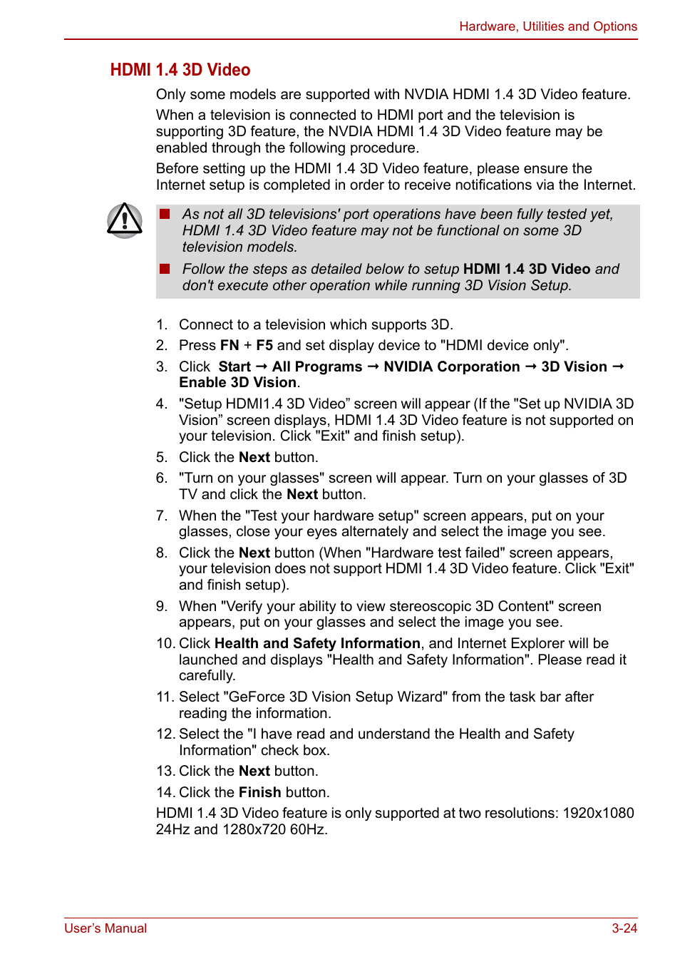 Hdmi 1.4 3d video | Toshiba Satellite L755 User Manual | Page 68 / 179