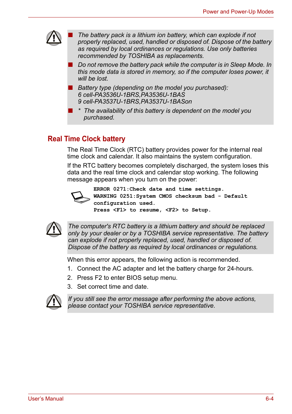 Real time clock battery | Toshiba Equium P200 User Manual | Page 103 / 175