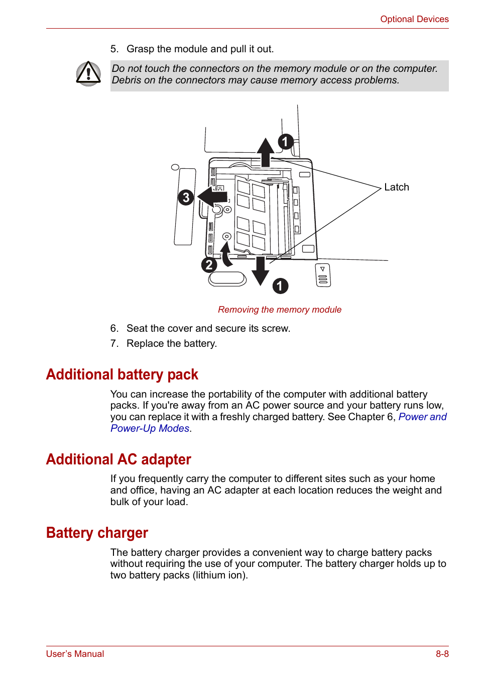 Additional battery pack, Additional ac adapter, Battery charger | Toshiba Equium P200 User Manual | Page 125 / 175