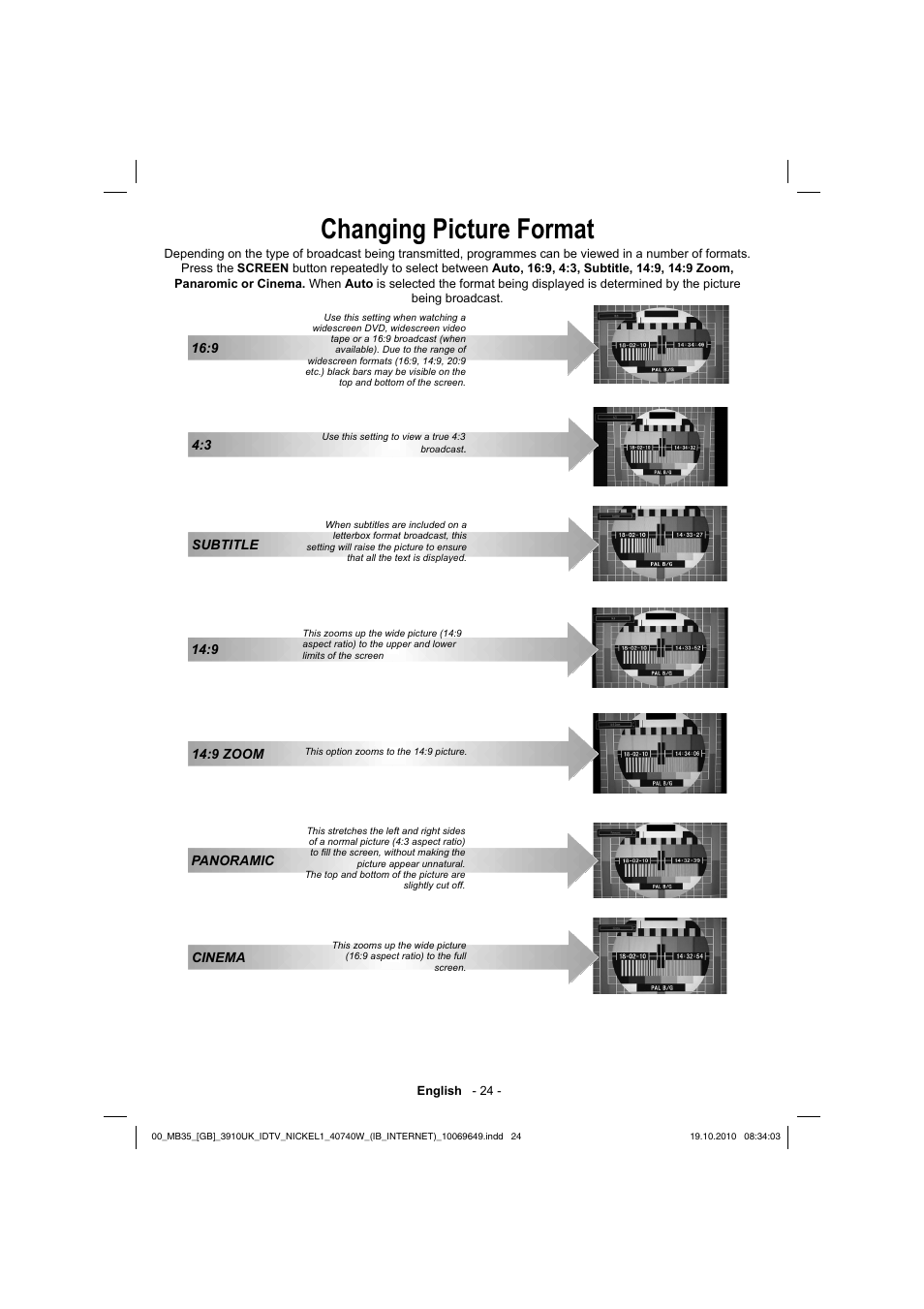 Changing picture format | Toshiba KV700 User Manual | Page 25 / 41