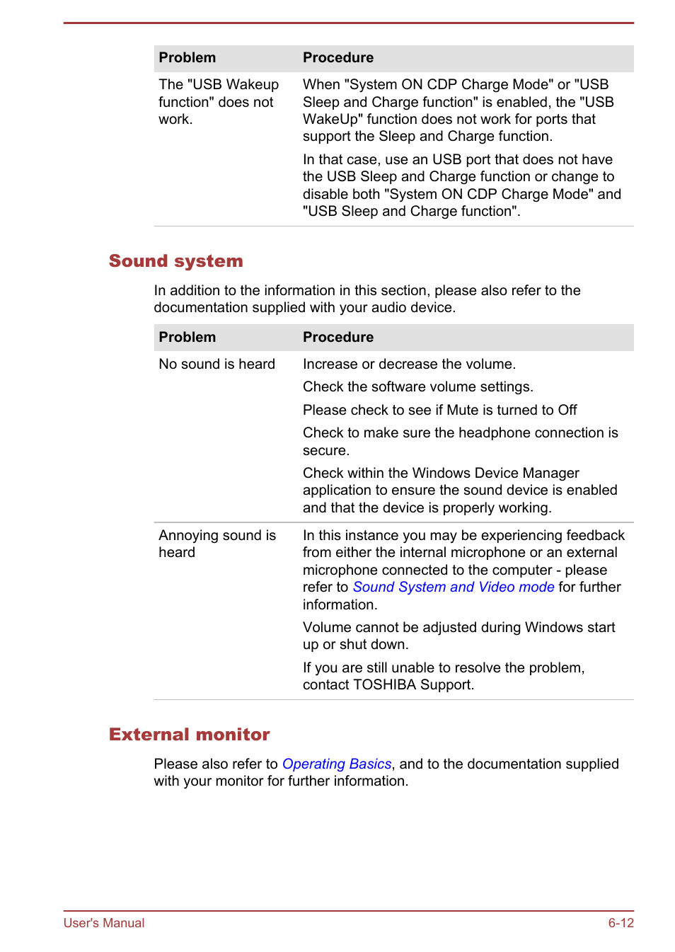 Sound system, External monitor | Toshiba Satellite U920T User Manual | Page 109 / 115