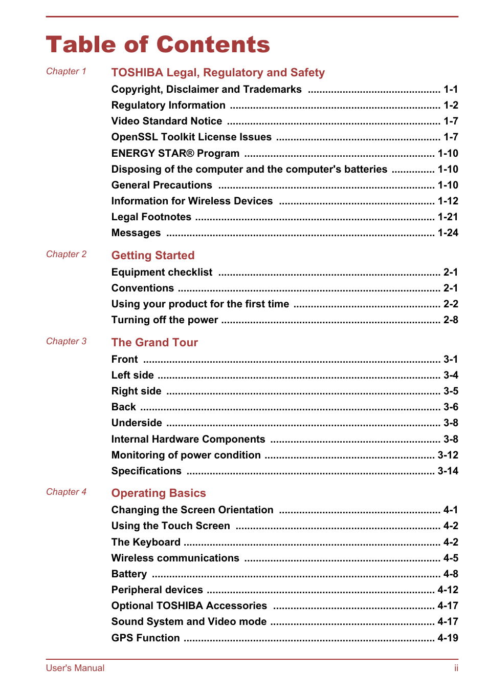 Toshiba Satellite U920T User Manual | Page 2 / 115