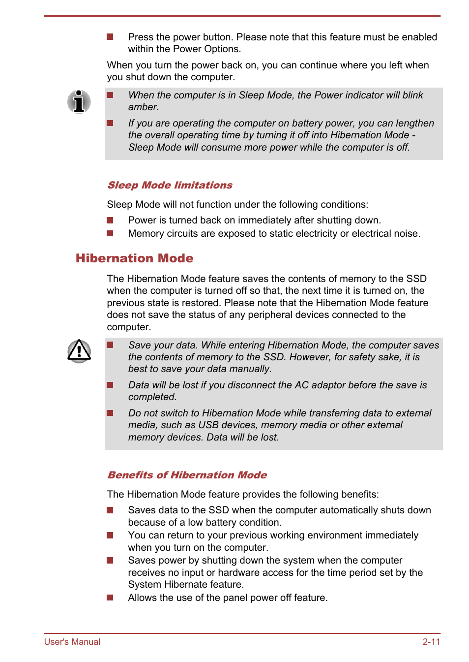 Hibernation mode | Toshiba Satellite U920T User Manual | Page 39 / 115