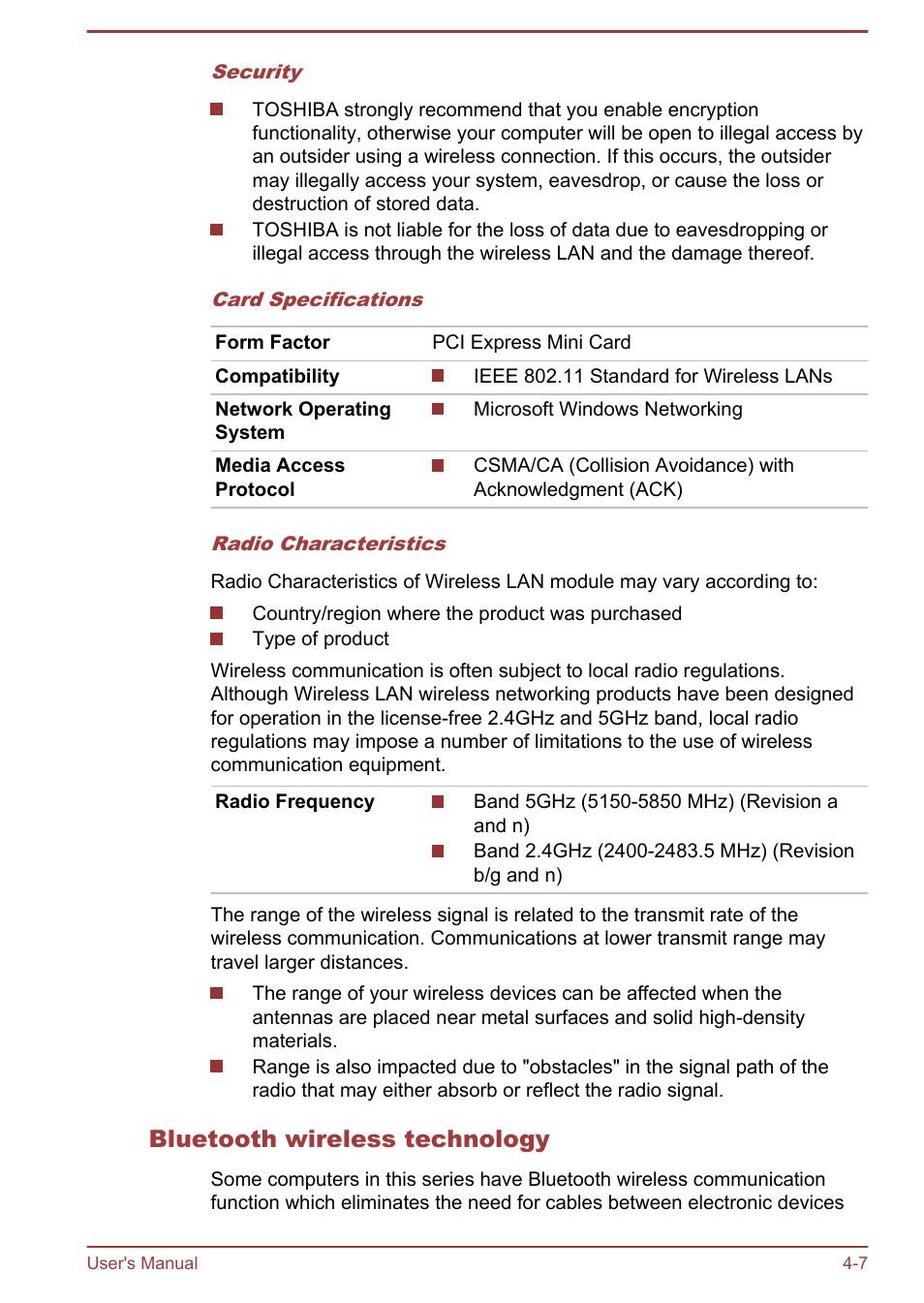 Bluetooth wireless technology | Toshiba Satellite U920T User Manual | Page 63 / 115