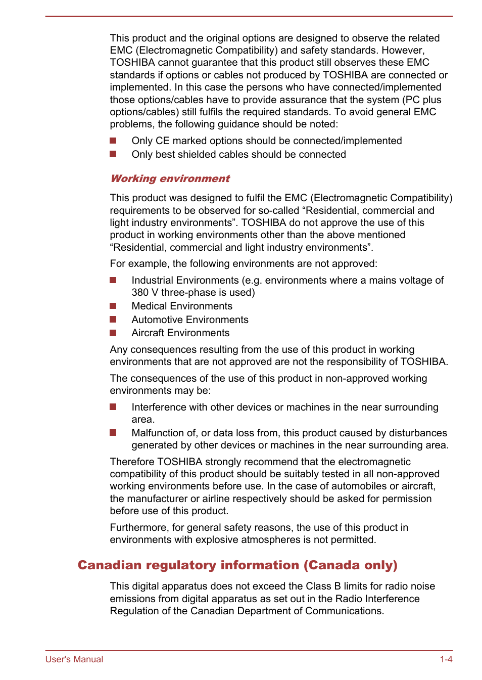 Canadian regulatory information (canada only) | Toshiba Satellite U920T User Manual | Page 8 / 115