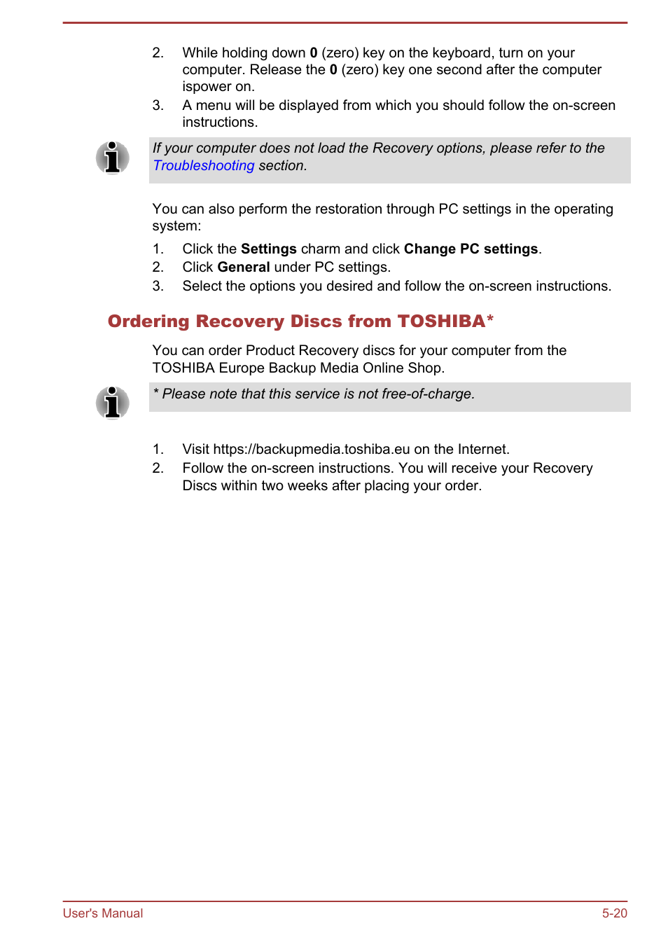 Ordering recovery discs from toshiba | Toshiba Satellite U920T User Manual | Page 97 / 115