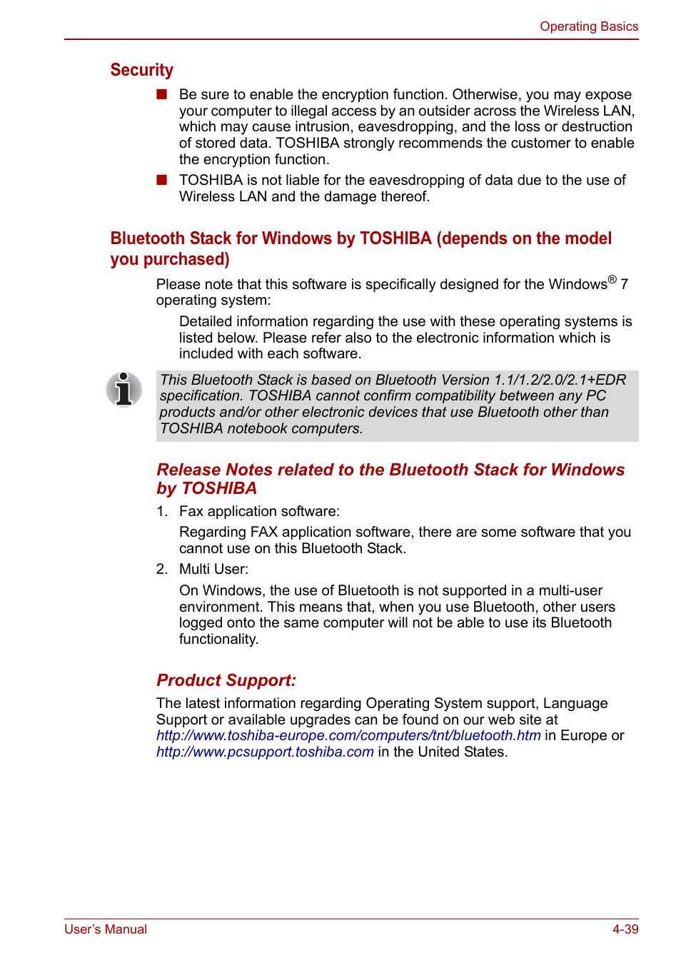 Security | Toshiba SATELLITE P500 User Manual | Page 116 / 202