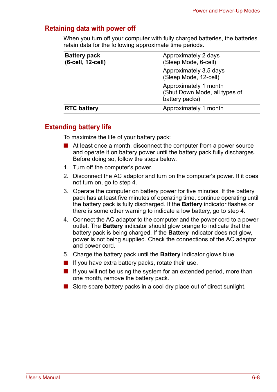 Retaining data with power off, Extending battery life | Toshiba SATELLITE P500 User Manual | Page 133 / 202