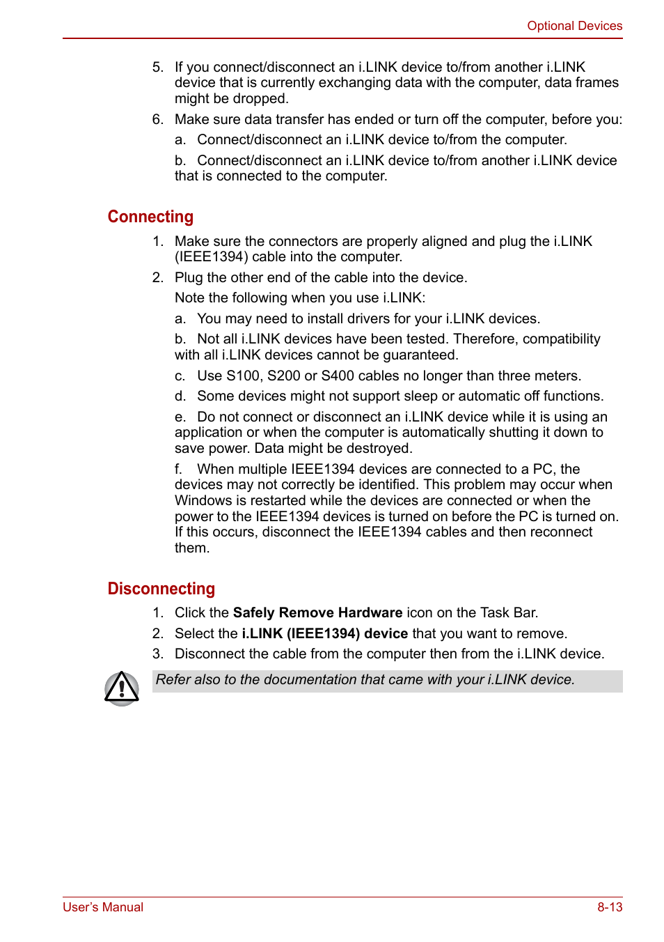 Connecting, Disconnecting | Toshiba SATELLITE P500 User Manual | Page 152 / 202