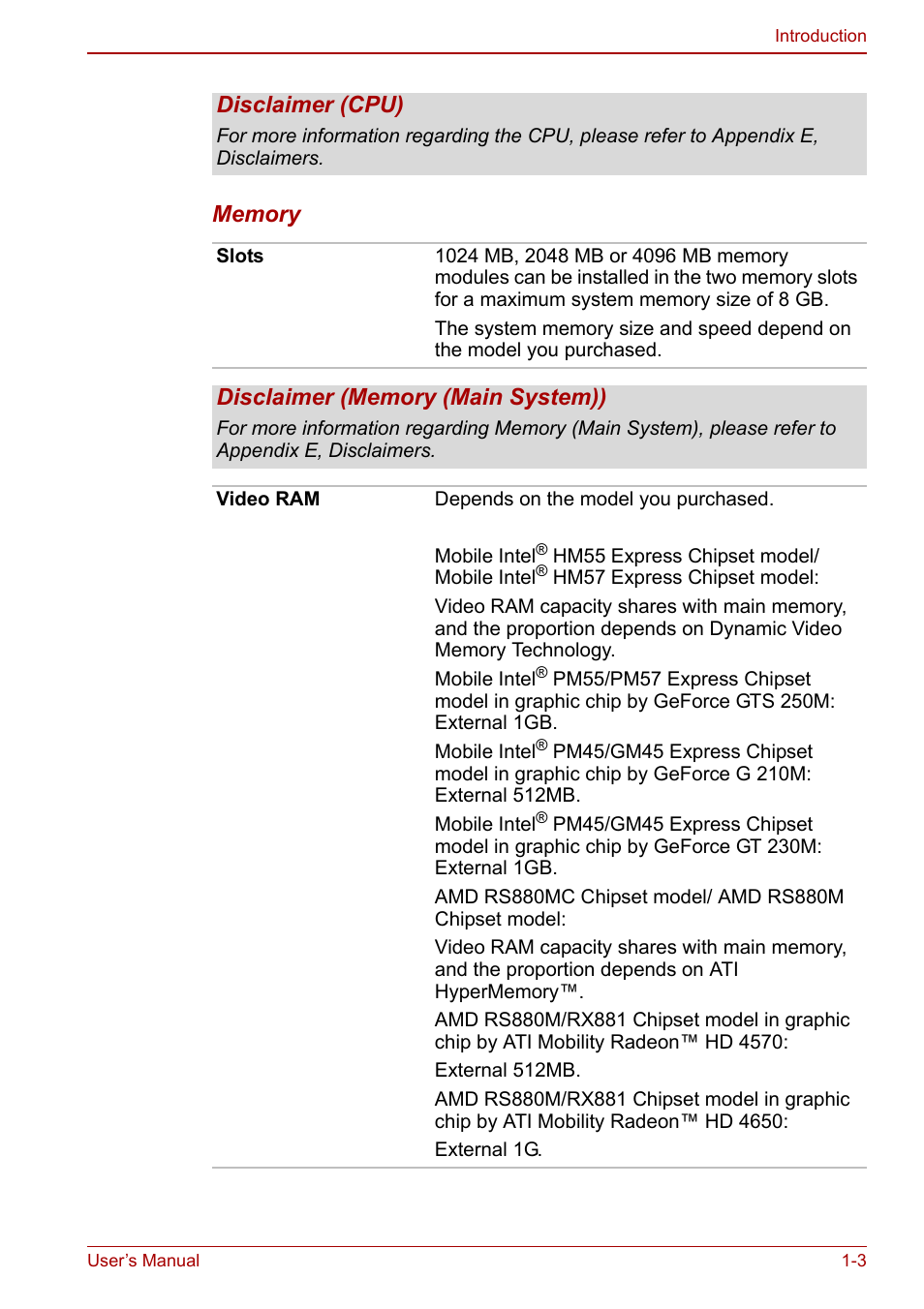 Toshiba SATELLITE P500 User Manual | Page 26 / 202