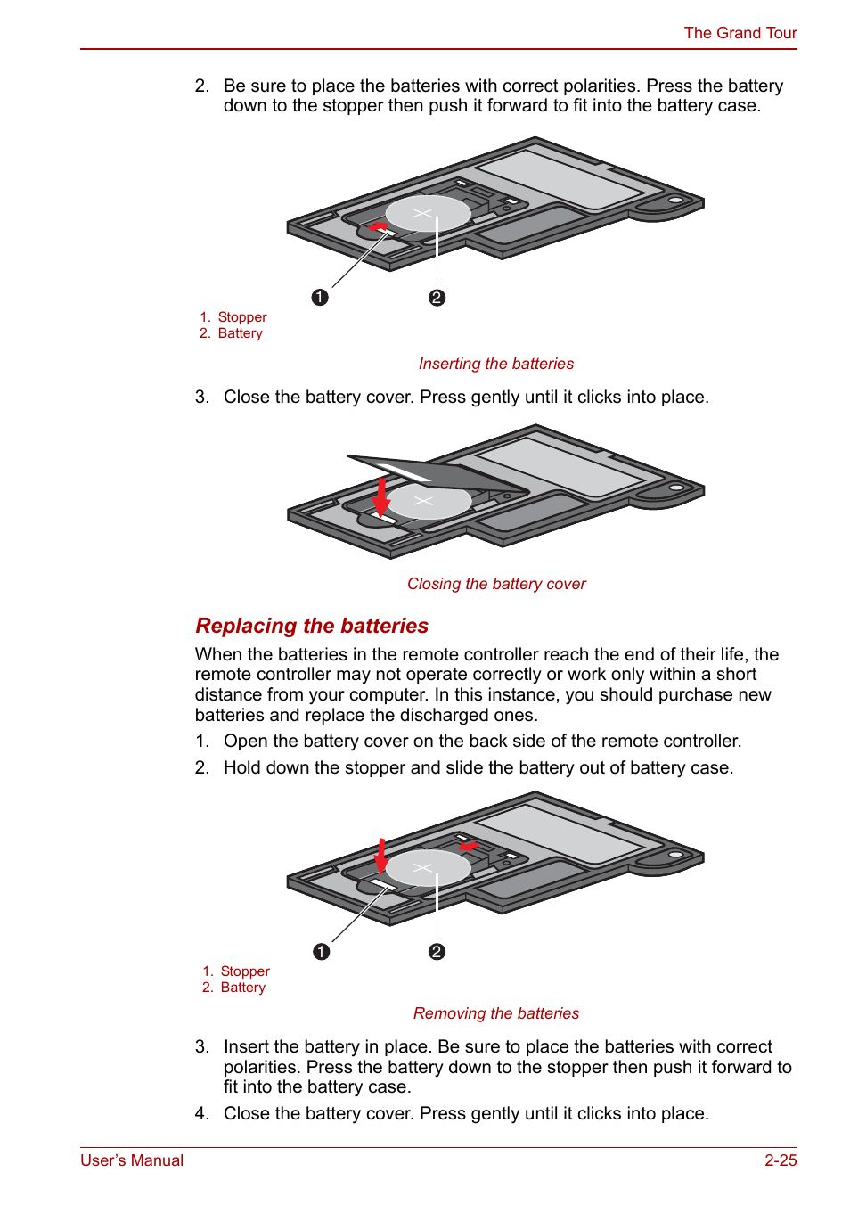 Replacing the batteries | Toshiba SATELLITE P500 User Manual | Page 64 / 202