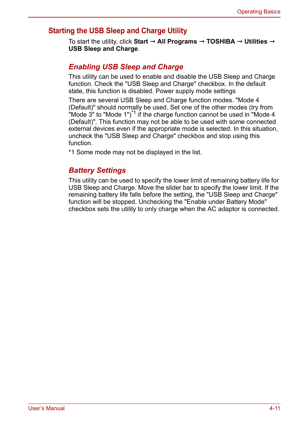 Starting the usb sleep and charge utility | Toshiba SATELLITE P500 User Manual | Page 88 / 202