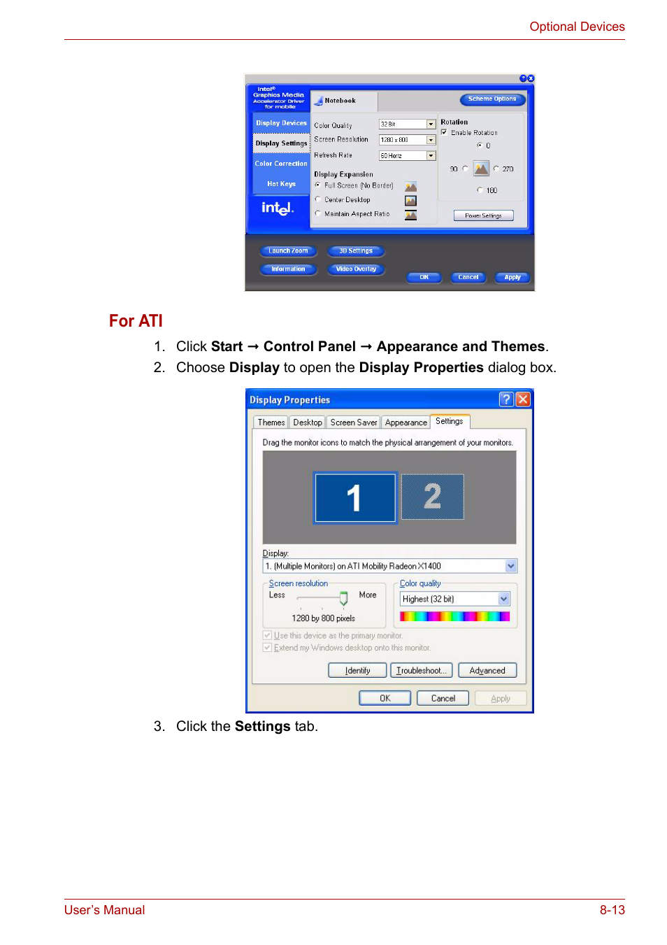For ati | Toshiba Tecra A6 (PTA60E) User Manual | Page 121 / 165
