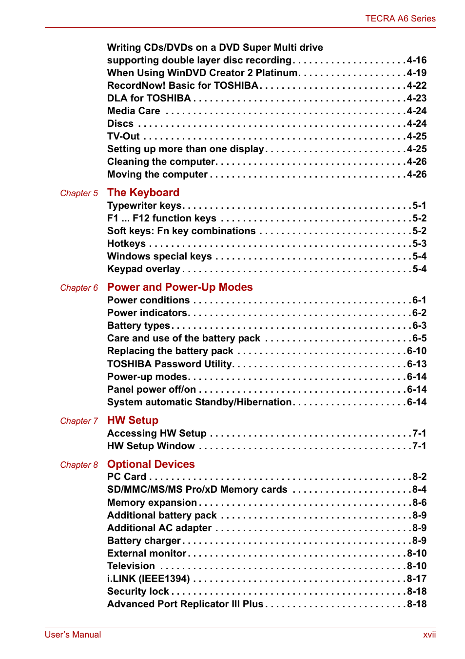 Toshiba Tecra A6 (PTA60E) User Manual | Page 17 / 165