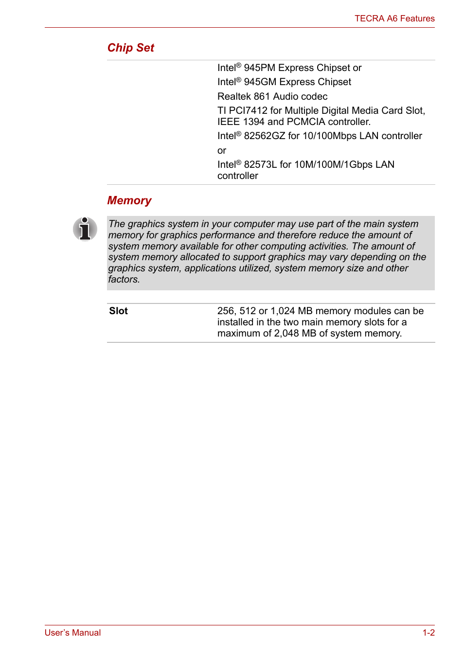 Toshiba Tecra A6 (PTA60E) User Manual | Page 24 / 165