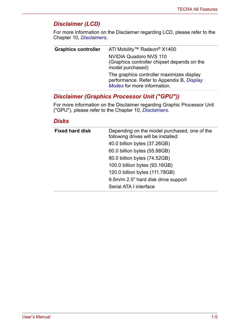 Toshiba Tecra A6 (PTA60E) User Manual | Page 27 / 165