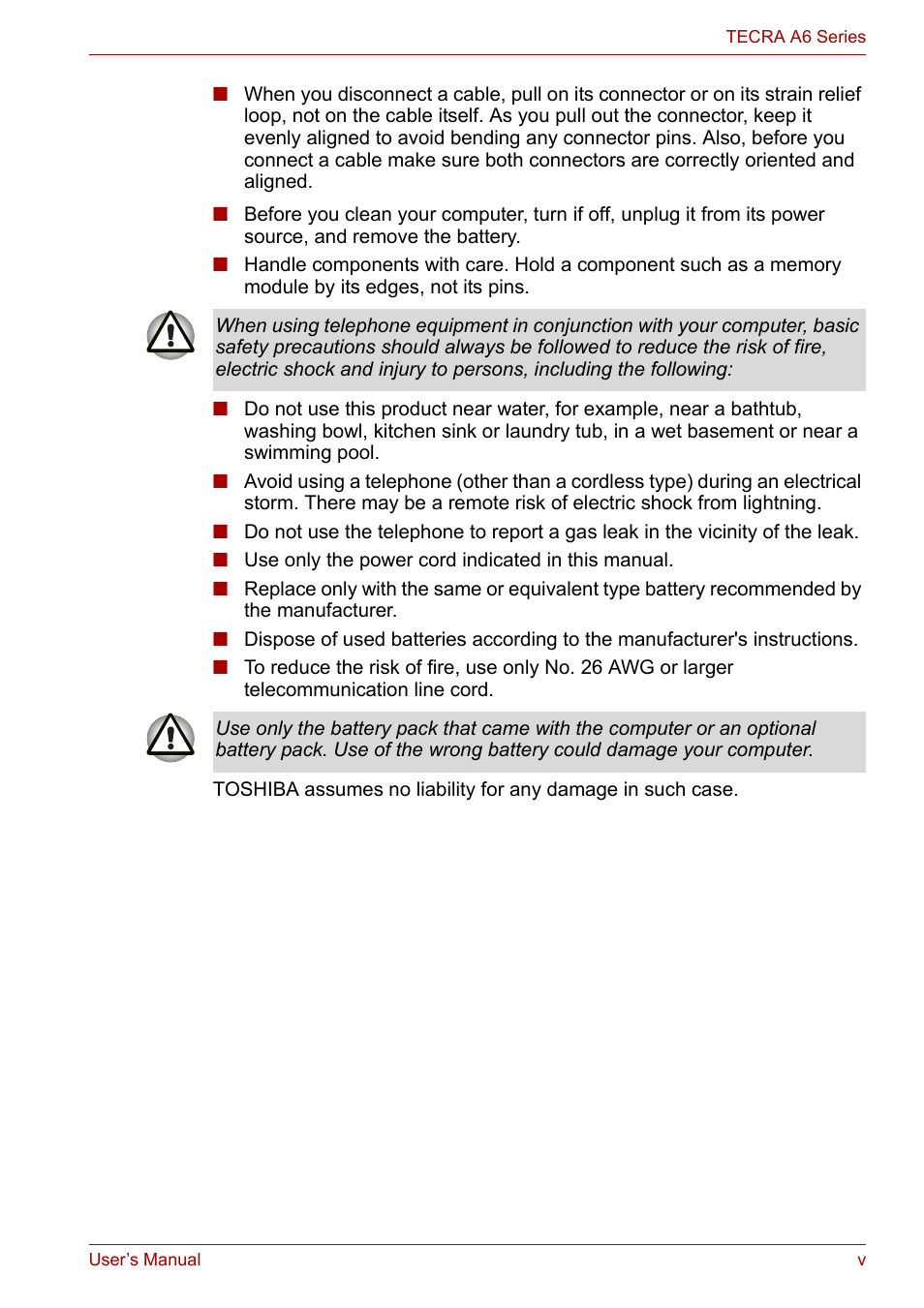 Toshiba Tecra A6 (PTA60E) User Manual | Page 5 / 165