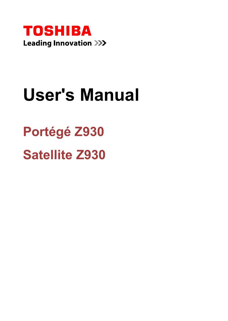 Toshiba Portege Z930-B User Manual | 132 pages