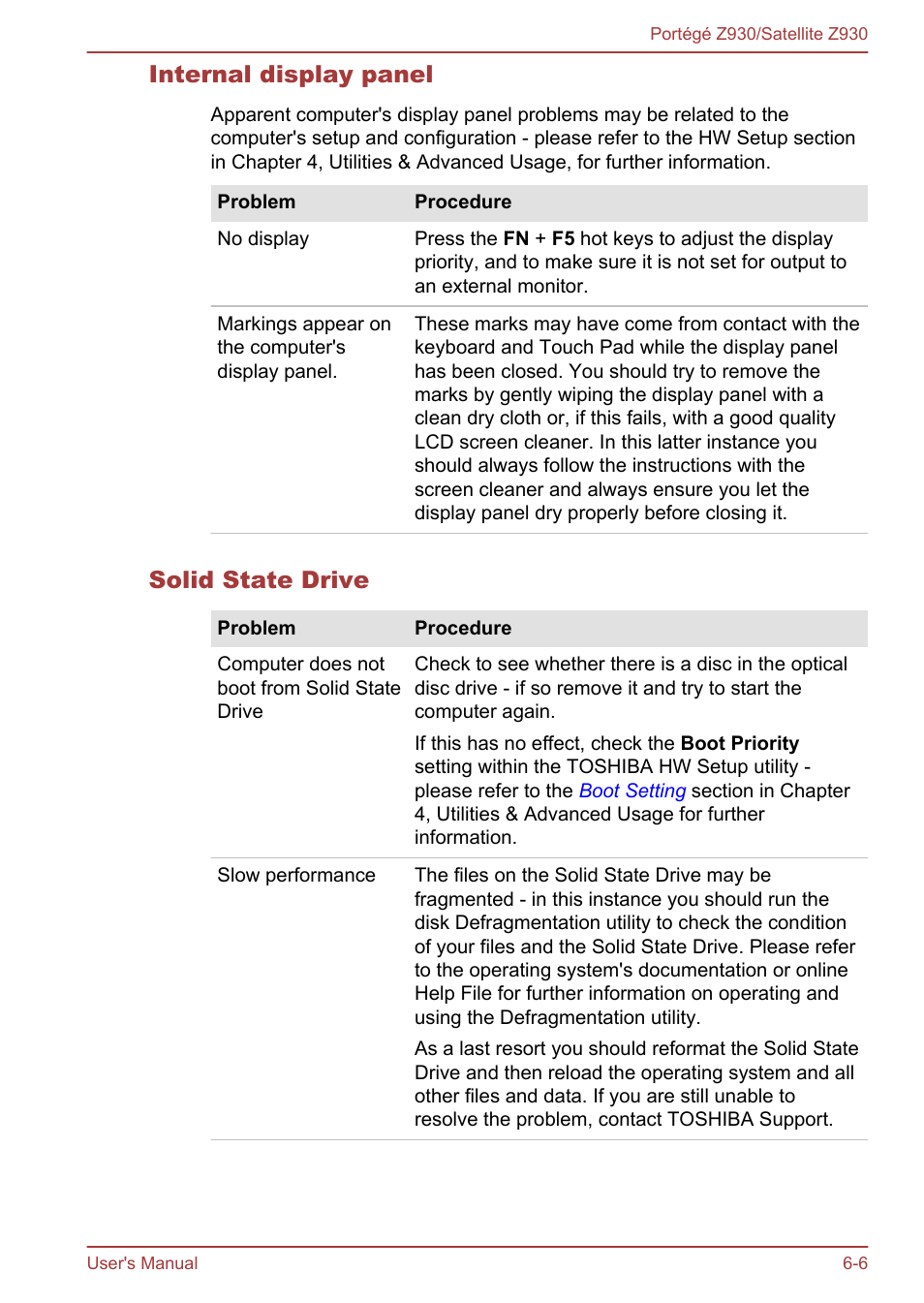 Internal display panel, Solid state drive | Toshiba Portege Z930-B User Manual | Page 102 / 132