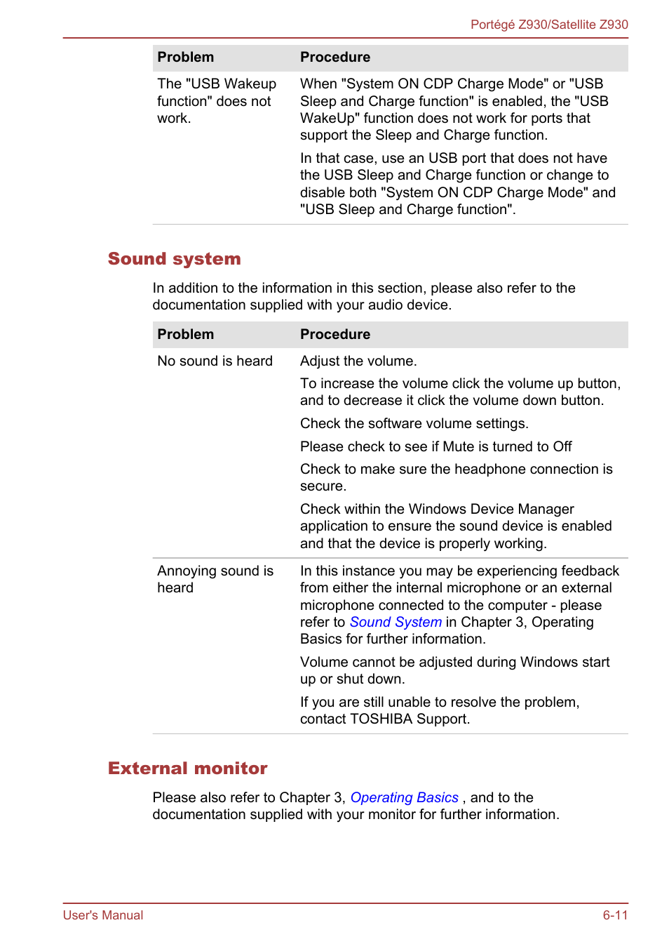 Sound system, External monitor | Toshiba Portege Z930-B User Manual | Page 107 / 132