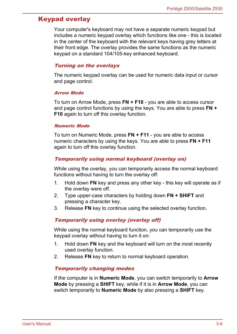 Keypad overlay | Toshiba Portege Z930-B User Manual | Page 43 / 132