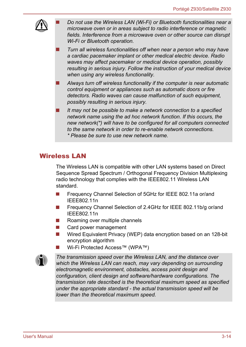 Wireless lan | Toshiba Portege Z930-B User Manual | Page 51 / 132