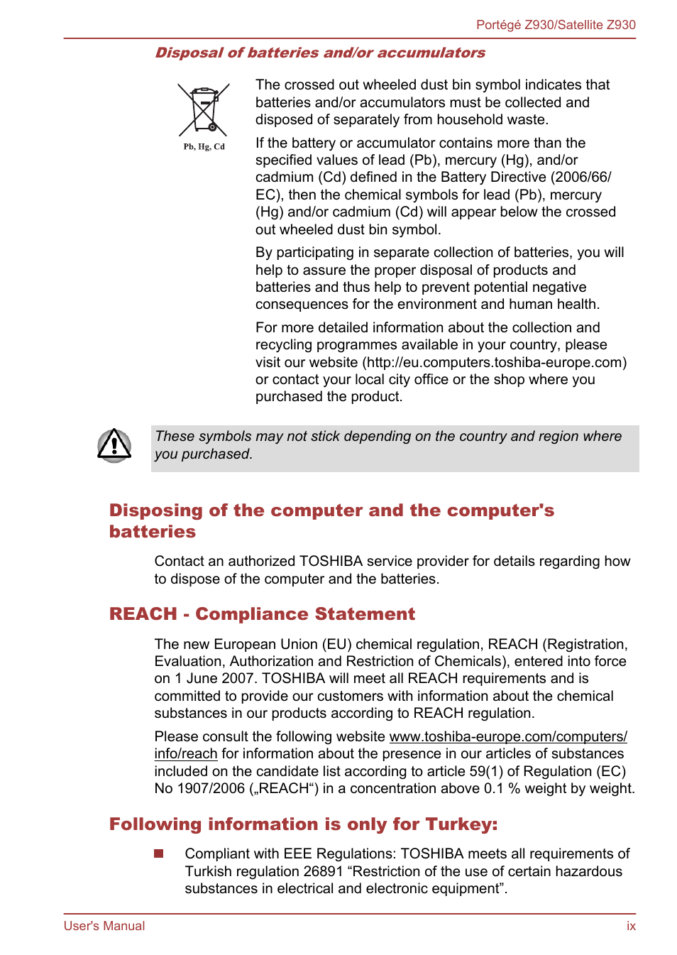 Toshiba Portege Z930-B User Manual | Page 9 / 132