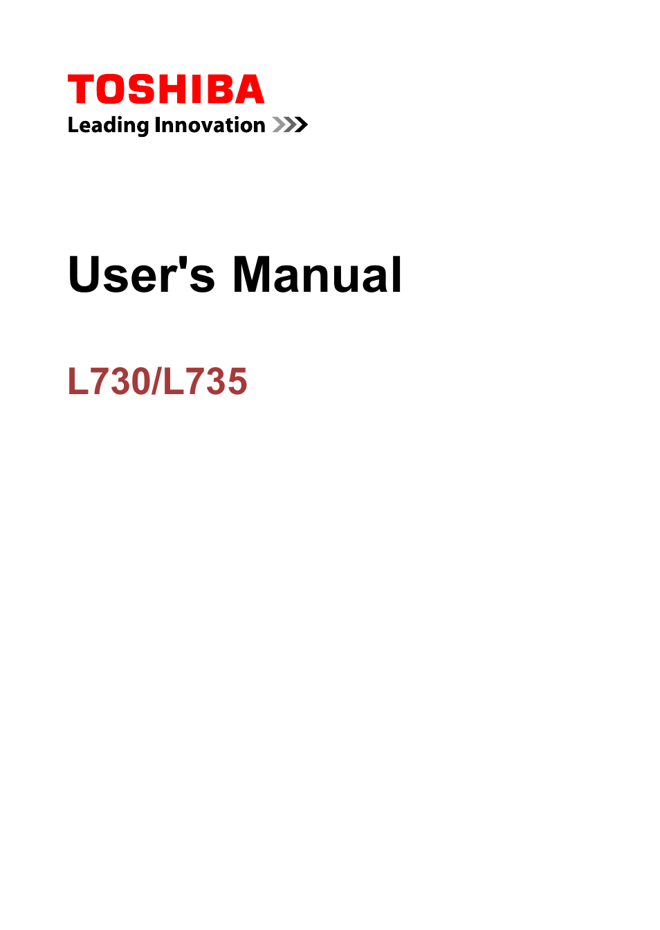 Toshiba Satellite L730 User Manual | 161 pages