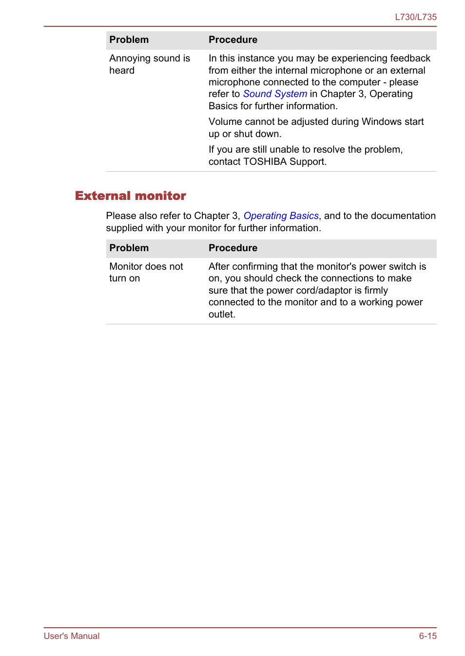 External monitor | Toshiba Satellite L730 User Manual | Page 135 / 161