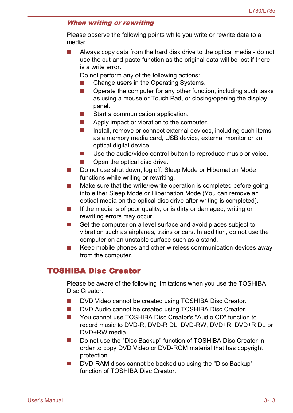 Toshiba disc creator | Toshiba Satellite L730 User Manual | Page 50 / 161