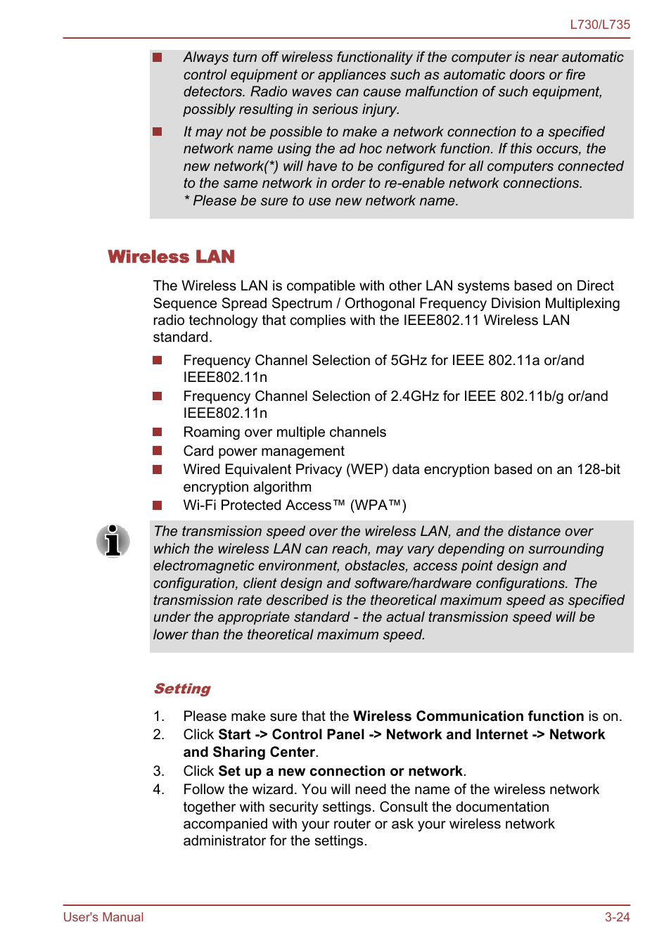 Wireless lan | Toshiba Satellite L730 User Manual | Page 61 / 161