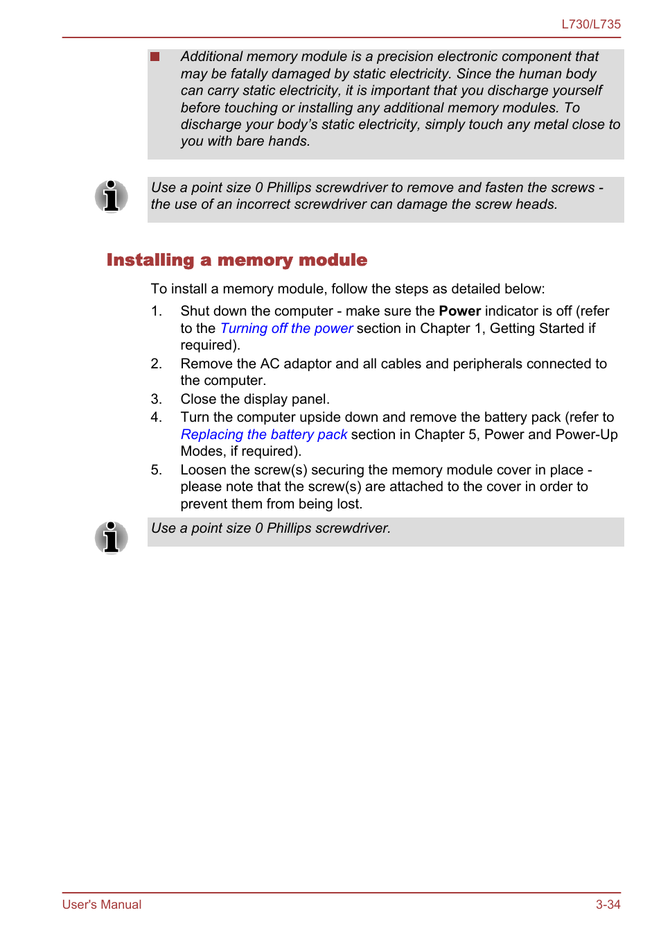 Installing a memory module | Toshiba Satellite L730 User Manual | Page 71 / 161