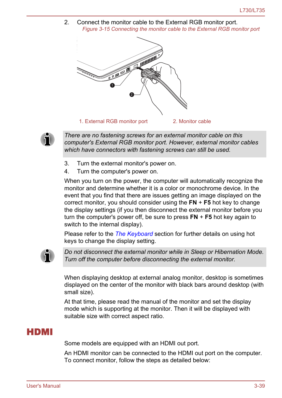 Hdmi, Hdmi -39 | Toshiba Satellite L730 User Manual | Page 76 / 161