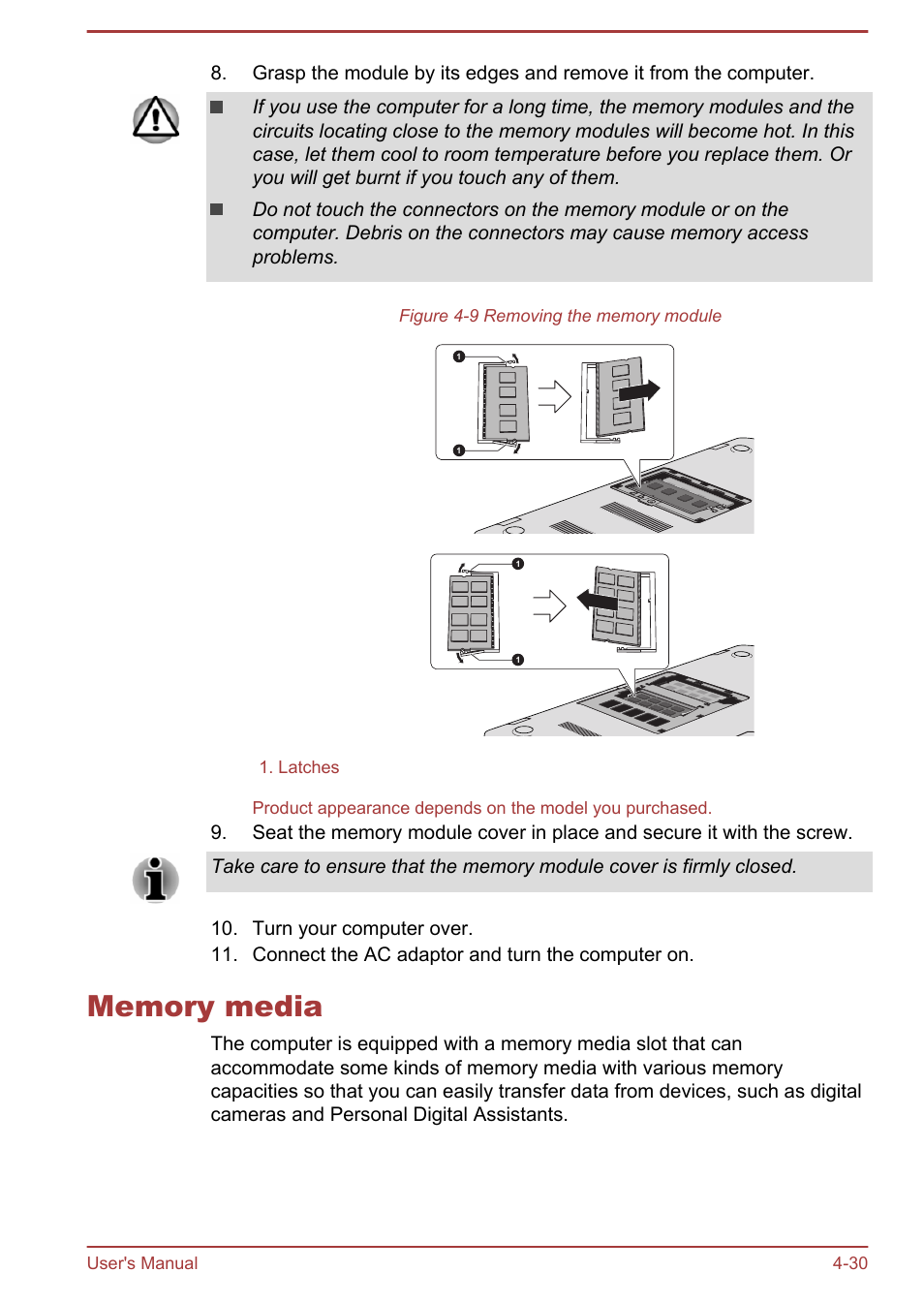 Memory media, Memory media -30 | Toshiba Satellite L50T-A User Manual | Page 76 / 139