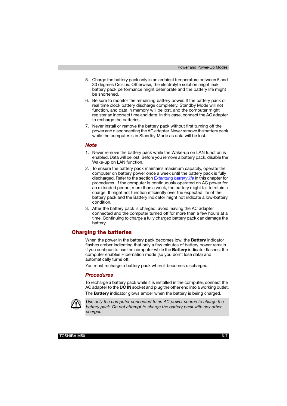 Charging the batteries | Toshiba Satellite M50 (PSM53) User Manual | Page 114 / 179