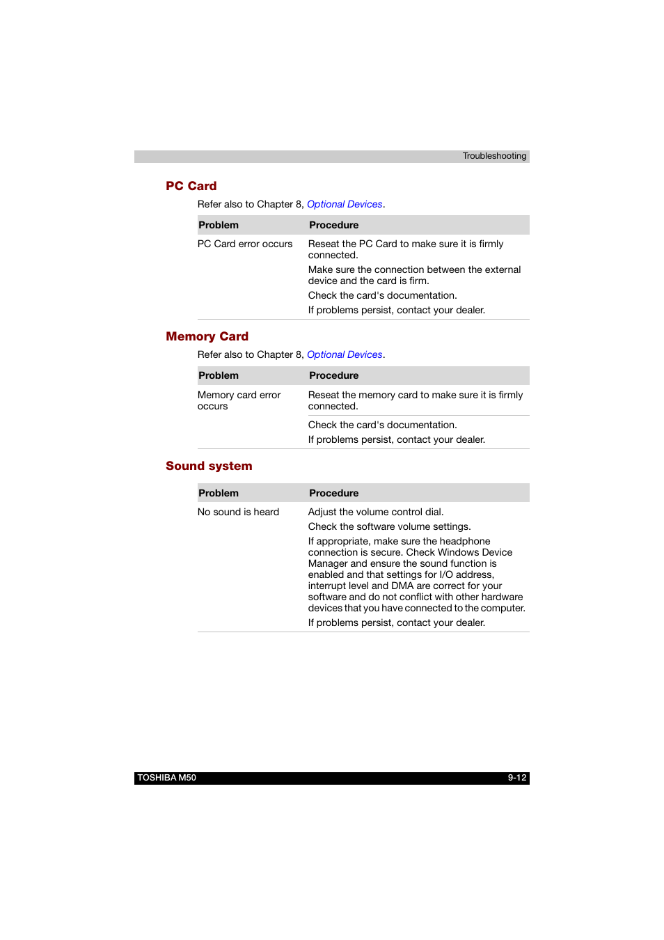 Pc card, Memory card, Sound system | Toshiba Satellite M50 (PSM53) User Manual | Page 154 / 179