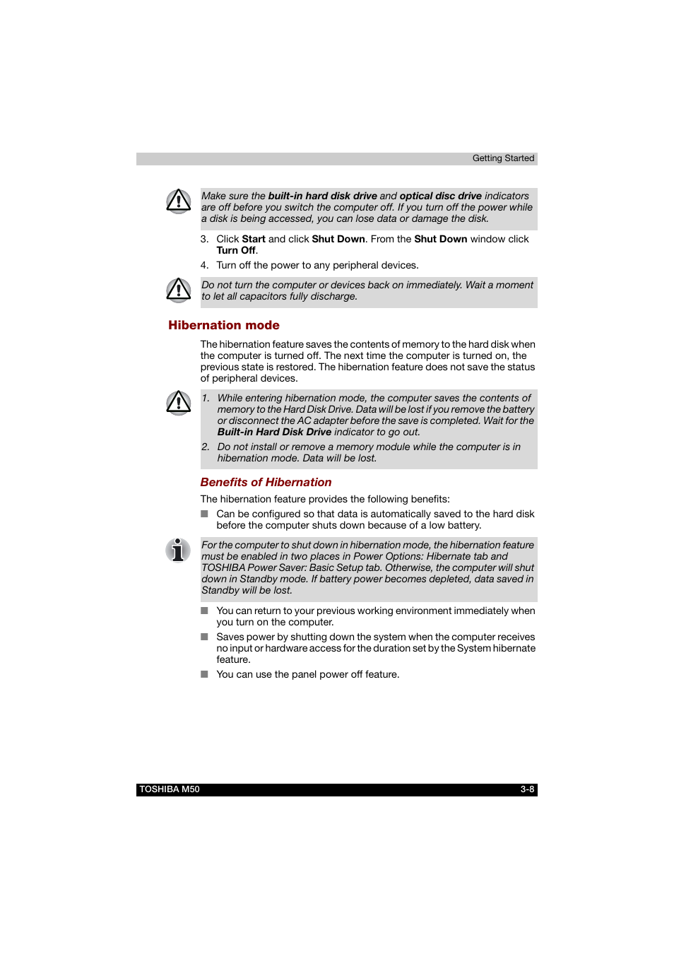 Hibernation mode | Toshiba Satellite M50 (PSM53) User Manual | Page 63 / 179